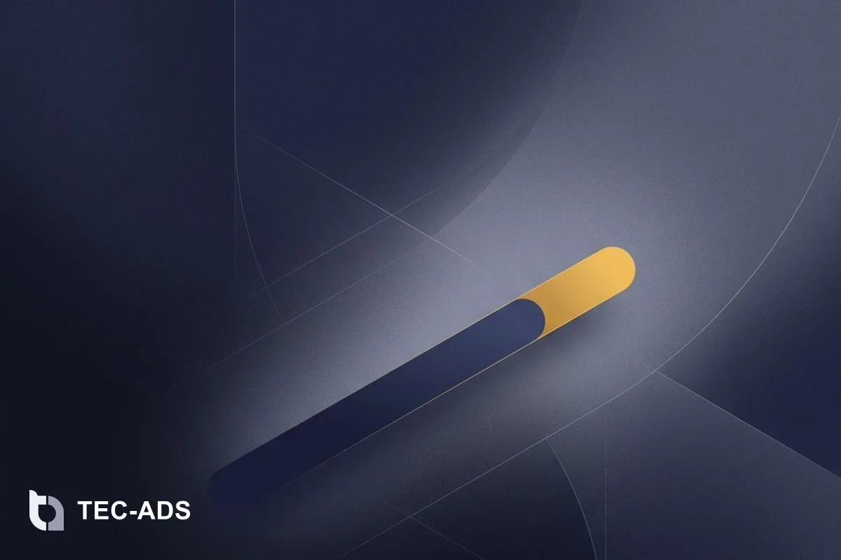 Minimalist abstract progress bar showing a smooth transition from deep navy to gold.